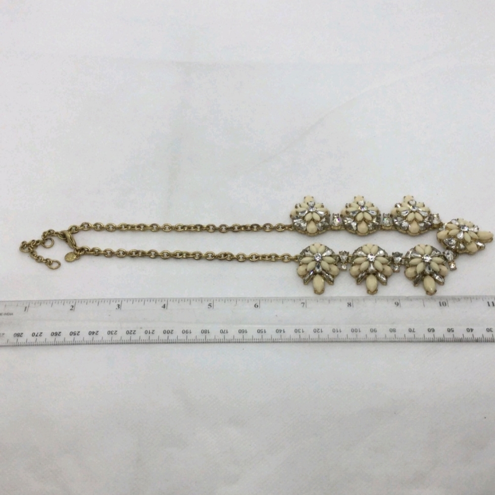 J. Crew Clear & Off White Rhinestone Statement Necklace - Picture 4 of 5